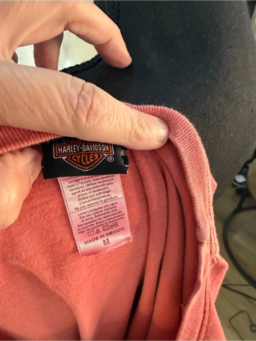 Harley-Davidson Coral Red Graphic Tee with Silver Print - Picture 4 of 4